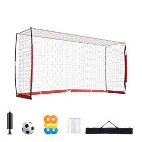 Soccer Goal 12 X 6 FT Soccer Net For Backyard Collapsible Base Red, Portable & Quick Setup Set, With Metal Base, Carry Bag, Ground Stakes, For Youth &