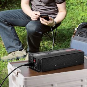 Pure Sine Wave Inverter, 2000 Watt, DC 12V To AC 120V Power Inverter With 2 AC Outlets 2 USB Port 1 Type-C Port, LCD Display And Remote Controller For