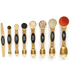 Magnetic Stainless Steel Measuring Spoons Set With Leveler - Stackable Dual-Sided Metal Spoons For Spice Jars & Baking
