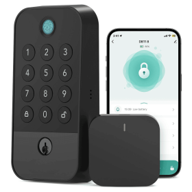 Smart WiFi Door Lock with Bluetooth Gateway, Fingerprint & Keypad Keyless Entry Deadbolt, App Remote Control, Auto Lock