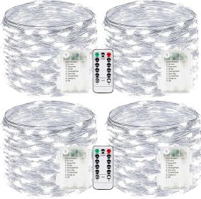 4-Pack Fairy Lights Battery Operated with Remote, Waterproof 33FT 100 LED Battery String Lights Outdoor Indoor