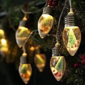 6.6FT Christmas Vintage Decor String Light 10LED Snow Globe Bulbs String Lights with Tree & Snow &