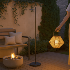 2-in-1 Portable Lantern & Floor Lamp for Indoors & Outdoors