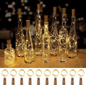 Wine Bottle Lights with Cork, 10 Pack 20 LED Waterproof Battery Operated Cork Lights, Silver Wire Mini Fairy Lights