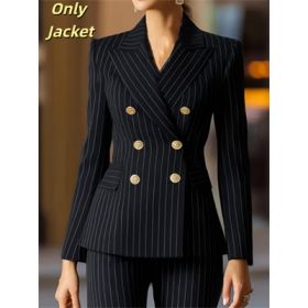 Women's Double-breasted Elegant Suit Jacket (Option: Black-S)