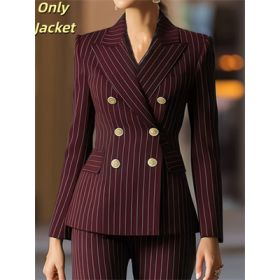 Women's Double-breasted Elegant Suit Jacket (Option: Dark Claret-L)