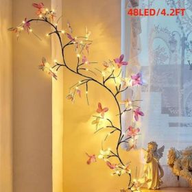 Enchanted Lights With Remote, 18 Branches 144 LEDs Lighted Willow Swag For Wall Decor, Indoor Artificial Plug In Fairy Lights For Bedroom, Living Room (Option: 4.2FT)