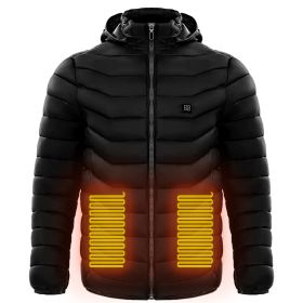 Men Heated Puffer Jacket Electric Heating Coat Insulated Hood Windbreaker (Option: Black-L)