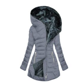 Slim-fit Cotton-padded Jacket Coat Hooded (Option: Gray-XL)