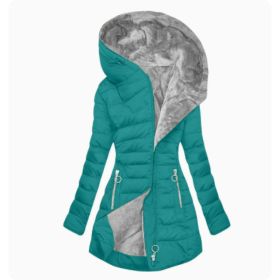 Slim-fit Cotton-padded Jacket Coat Hooded (Option: Bluegreen gray background-XL)