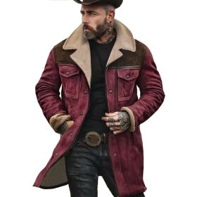 Suede Multicolor Jacket Multi-pocket Zipper (Option: Wine red coffee-3XL)