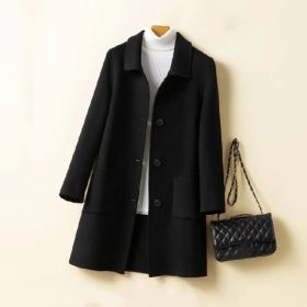 Korean Style Double-sided Cashmere Woolen Coat (Option: Black-L)