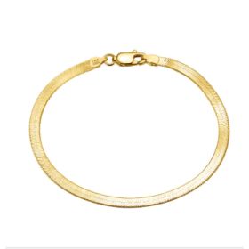 S925 Sterling Silver Bracelet Flat Snake Bone (Option: 18K Gold 3mm200mm-925 Silver)