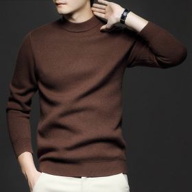 Men's Sweater Worsted Sweater Knitted Long Sleeve (Option: Cigar Coffee-L)