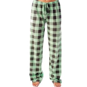 Women's Stretch Plaid Casual Pants With Pockets (Option: Light Green-M)