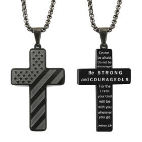 Cross Flag Necklace Hip Hop Titanium Steel (Option: Style 7 Black)