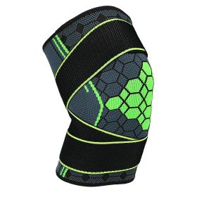 Double Strap Compression Knee Pads For Basketball Cycling (Option: Green with straps-L)
