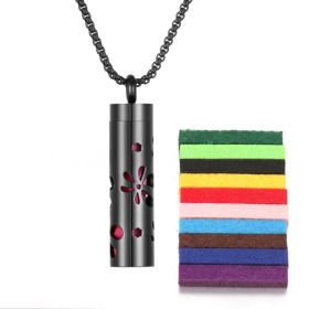 Aromatherapy Pendant Perfume Bottle Essential Oil Titanium Steel (Option: 8Black  10 cotton pads)