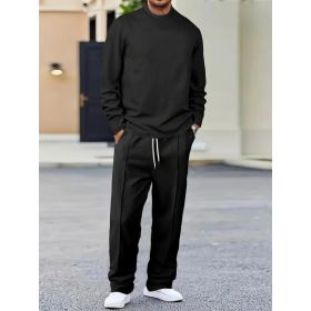 Mens Basic Minimalist Solid-Color Suit (Option: Black-L)