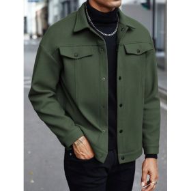 Lapel Woolen New Men's Casual Sports Jacket (Option: Green-M)