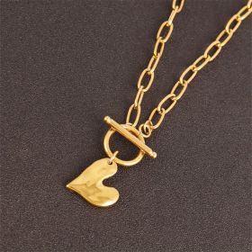 Love OT Buckle Pendant Necklace Collarbone Chain For Women (Option: Gold)
