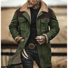 Suede Multicolor Jacket Multi-pocket Zipper (Option: Green-3XL)