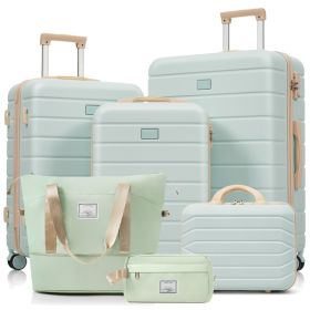 Travelpro Max 6-Piece Hardside Luggage Set with TSA Lock, 14/20/24/28 Inch Spinner Suitcase Set with Expandable Travel Duffel Bag & Waterproof Toiletr (Option: Grey Green)