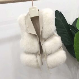 Women's Fashion Vest Fur Coat (Option: S-White fur white leather)