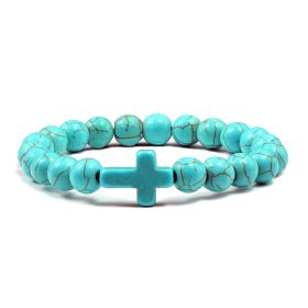 Blue Turquoise Cross Bracelet (Option: Blue-21cm)