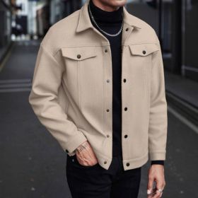 Lapel Woolen New Men's Casual Sports Jacket (Option: Apricot A-S)