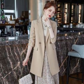Elegant Korean-style Casual Blazertrench Coat (Option: Khaki-M)