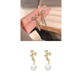 INS Butterfly Earrings With Rhinestones Fashion Temperament Jewelry (Option: Suit)