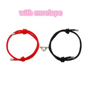 Simple Nylon Love Magnetic Bracelet (Option: Black red with envelope)