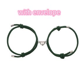 Simple Nylon Love Magnetic Bracelet (Option: Dark green with envelope)