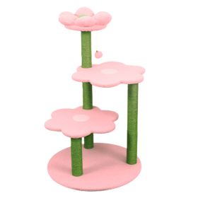 Cat Tree with Removable Cozy Perch & Scratching Posts Hanging & Toy Multi-Level Cat Furniture for Kittens/Cats to Climb, Rest & Play Hanging  Toy (Option: pink)