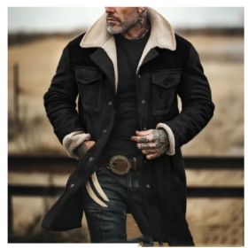 Suede Multicolor Jacket Multi-pocket Zipper (Option: Black1-L)