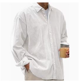 Casual Loose Men's Autumn And Winter Thick Shirt Jacket (Option: White-M)