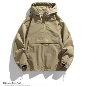Half Zipper Pullover Men's Spring And Autumn New Hooded Fir Sweater (Option: Green-L)