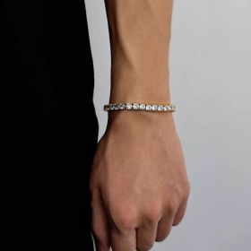 Tennis Chain Zircon Bracelet Fashion Brand Hip Hop (Option: Golden Width 5mm-Bracelet 7 Inches)