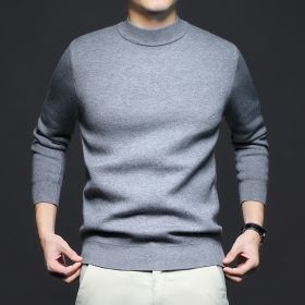Men's Sweater Worsted Sweater Knitted Long Sleeve (Option: High Grade Gray-L)