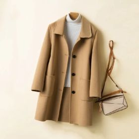 Korean Style Double-sided Cashmere Woolen Coat (Option: Camel-XL)
