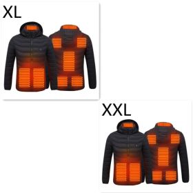 New Heated Jacket Coat USB Electric Jacket Cotton Coat Heater Thermal Clothing Heating Vest Men's Clothes Winter (Option: Black Zone8 2PC-Set10)