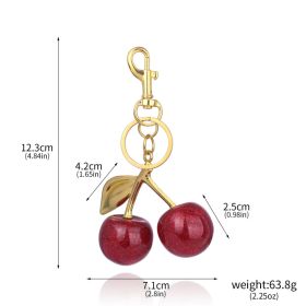 A Pair Of Red Cherry Crystal Bag Glitter Keychain (Option: K00858-Independent Packaging)