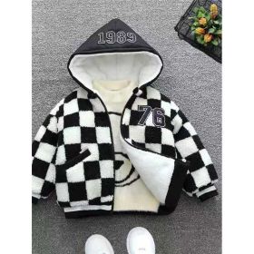Versatile Fashion Trend Warm Jacket Clothing (Option: Black And White-S)