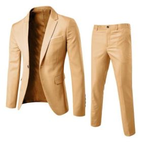 Suit Youth Summer Korean Style Self-cultivation Single Western Jacket (Option: Khaki-2XL)