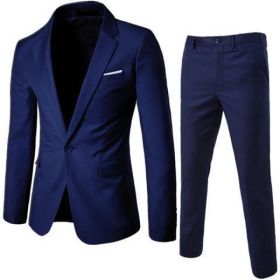 Suit Youth Summer Korean Style Self-cultivation Single Western Jacket (Option: Navy Blue-S)