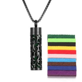 Aromatherapy Pendant Perfume Bottle Essential Oil Titanium Steel (Option: 21Black  10 cotton pads)