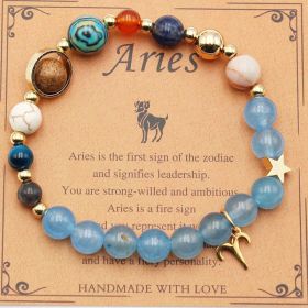 Twelve Constellations Bracelets Natural Stone Beaded Eight Planets (Option: Aries)