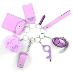 9-piece Keychain Fashion Leather (Option: Purple)