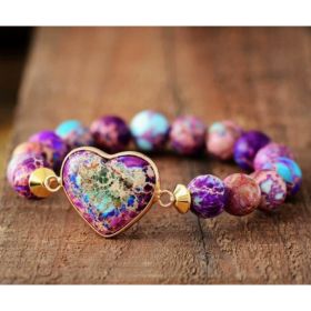 Cross-border Natural Stone Bracelet Water Drop Shape Sapphire Couple Woven Bracelet (Option: Round Heart Imperial Blue)
